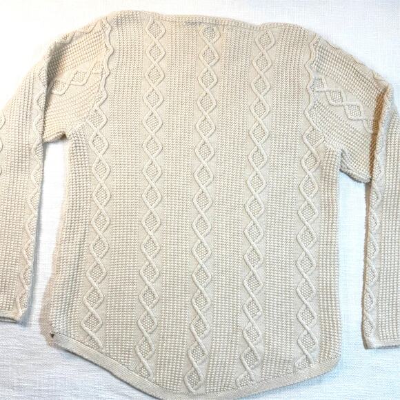 Women’s Sweater L Cream Cable Knit Textured Pullover Cozy-Jeanne Pierre Holiday - Picture 8 of 10